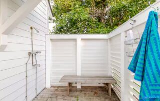 outdoor shower at Sunset Farm Stay vacation rental in Crozet VA