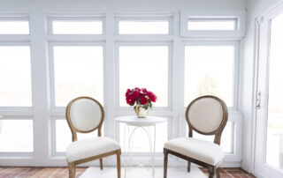 Breakfast cafe table off the elegant dining room at Sunset Farm Stay, a vacation rental in Crozet VA