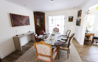 the elegant dining room at Sunset Farm Stay, a vacation rental in Crozet VA