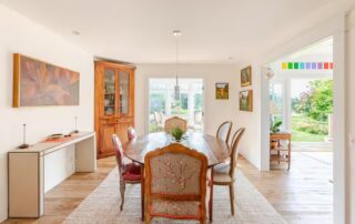 the elegant dining room seats 8 at Sunset Farm Stay, a vacation rental in Crozet VA
