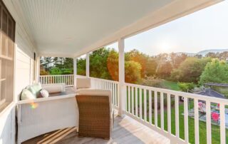 bedroom #2 view of the Virginia Farm porch at Sunset Farm Stay vacation rental in Crozet Virginia